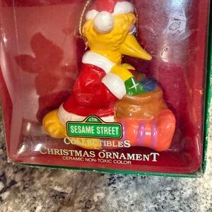 Vintage Sesame Street Big Bird Ceramic  Christmas Ornament in Red and Yellow